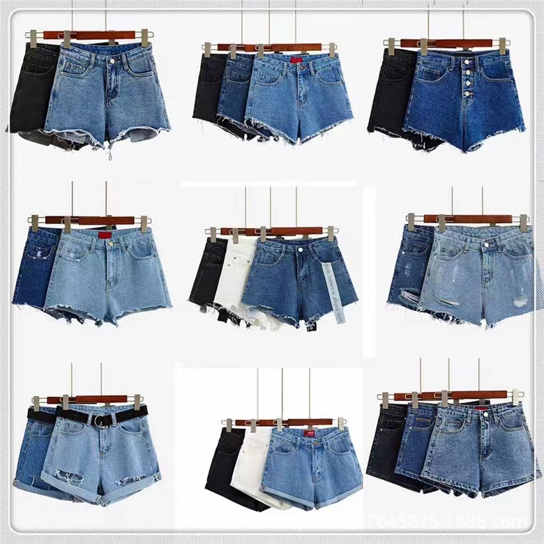 Cross-Border Foreign Trade Denim Shorts Women's Summer New Korean Style Versatile High Waist Slimming Jeans Stall Wholesale