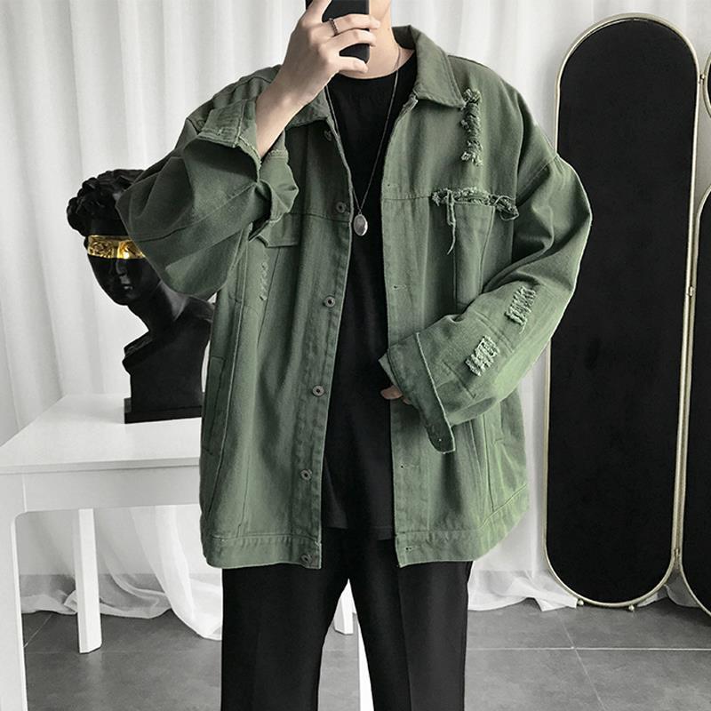 破洞牛仔外套男春秋韩版潮流衣服褂子百搭潮牌欧美街头超火-阿里巴巴
