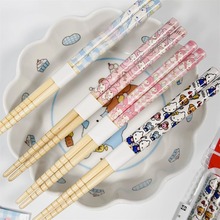 正版三丽鸥日系筷子儿童可爱印花竹筷练习筷16.5cm卡通家庭训练筷