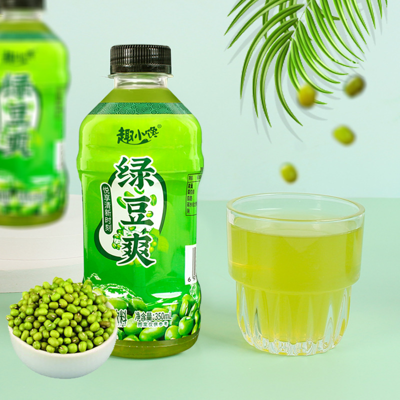 网红绿豆爽果汁饮料350ml一整箱6小瓶装果味风味饮品便宜解渴包邮