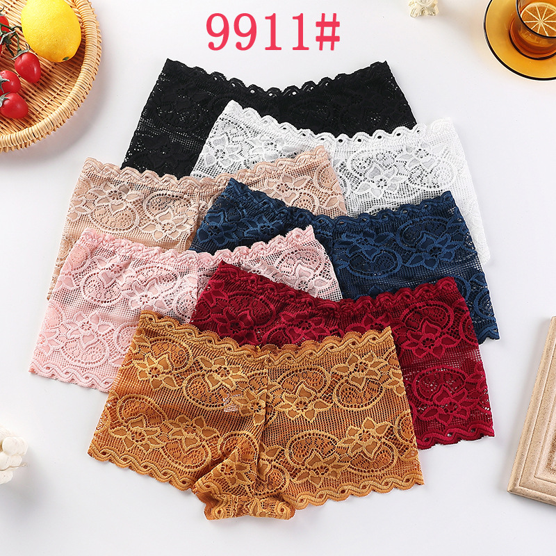 european and american ladies boxers comfortable traceless lace lace boxer underwear sexy low waist hollow breathable underwear for women