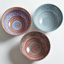 6寸水果沙拉碗汤碗家用大碗陶瓷汤面碗摩洛哥陶瓷餐具可爱拉面碗