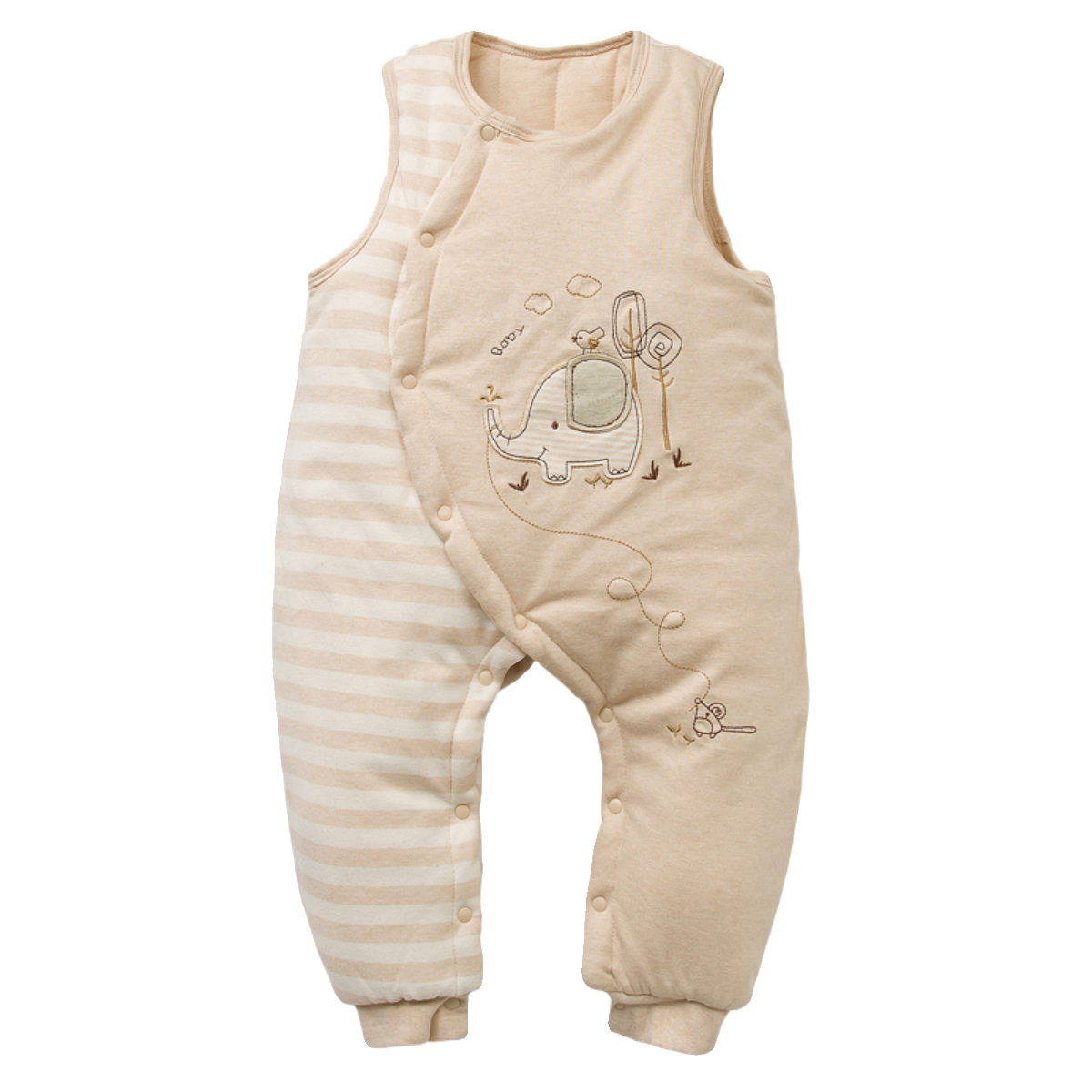 宝宝连体衣秋冬季加绒加厚背心婴儿背带裤夹棉保暖衣服新生儿哈衣