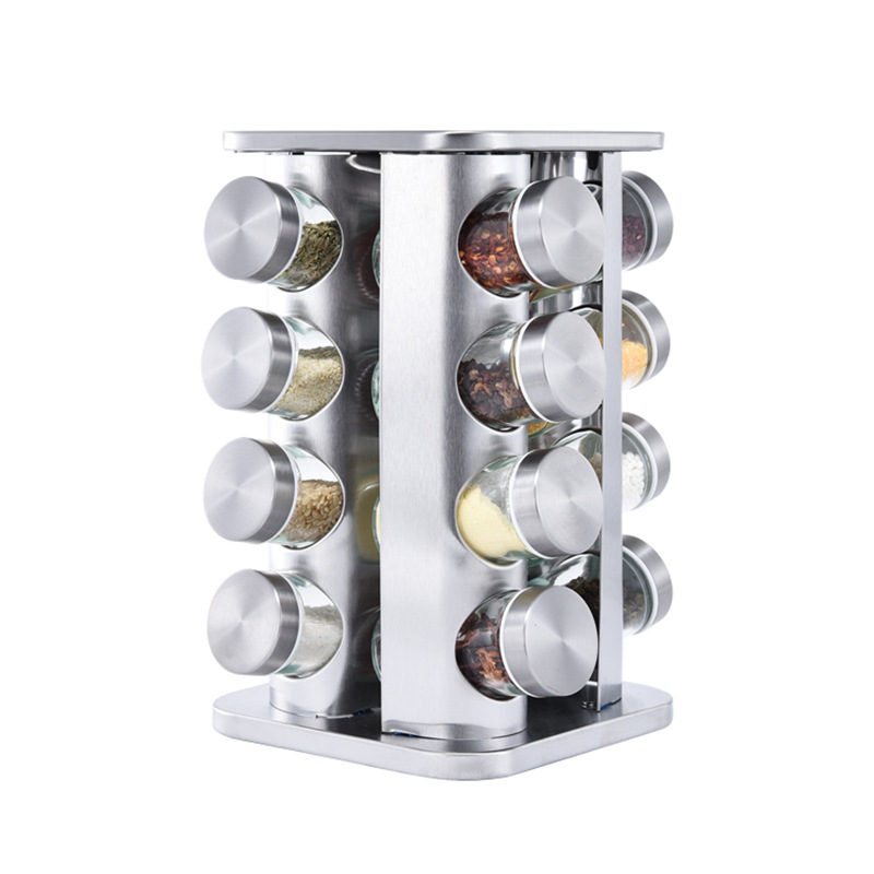 Z96 Kitchen Household Rotating Spice Rack Supplies Rotating Seasoning Containers Stainless Steel Spice Seasoning Box Customization