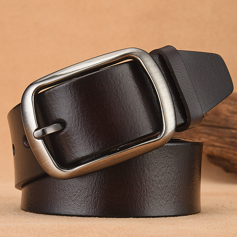 Factory Wholesale Genuine Leather men‘s Pin Buckle Belt Two-Layer Microfiber Men‘s Retro Belt Casual Versatile Men‘s Belt