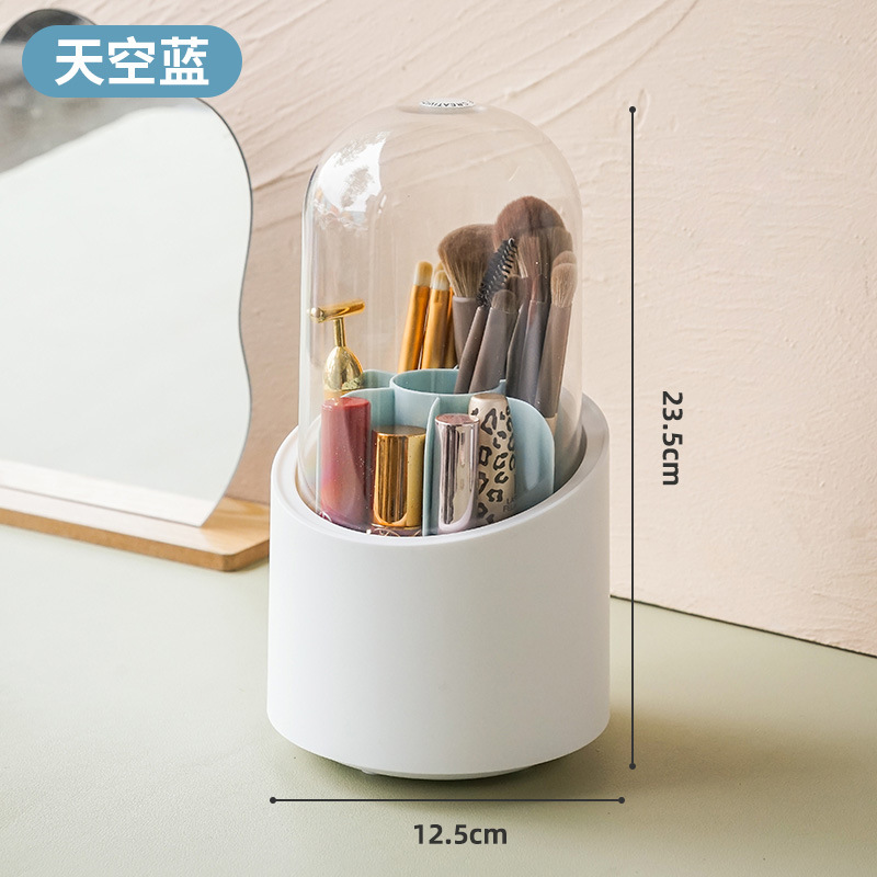 Makeup Brush Storage Bucket Dustproof Rotating Pen Holder Transparent Acrylic Box Desktop Cosmetics Storage Box Plastic