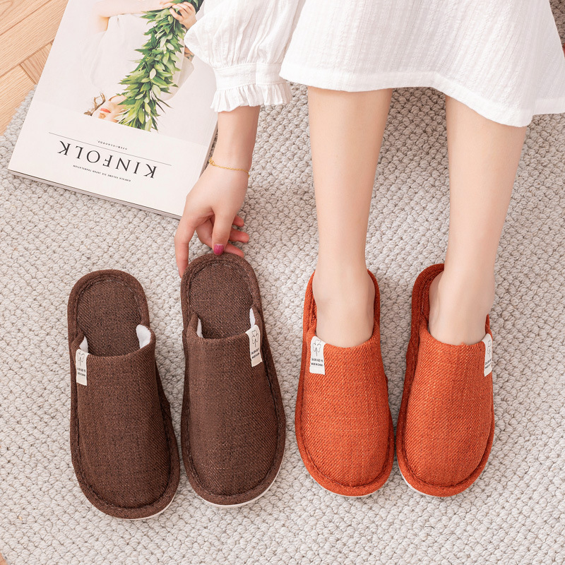 2022 New Cotton Slippers Spring, Autumn and Winter Four Seasons Indoor Platform Non-Slip Linen Floor Men and Women Couple Slippers