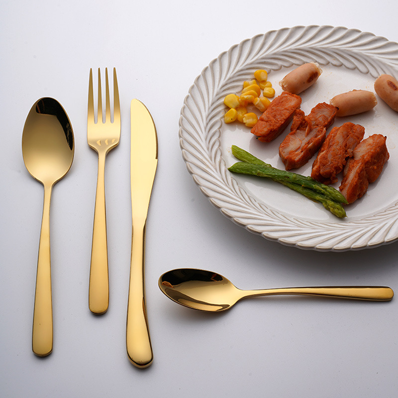 北欧简约刀叉勺三件套创意家用吃牛排刀叉套装304不锈钢西餐餐具