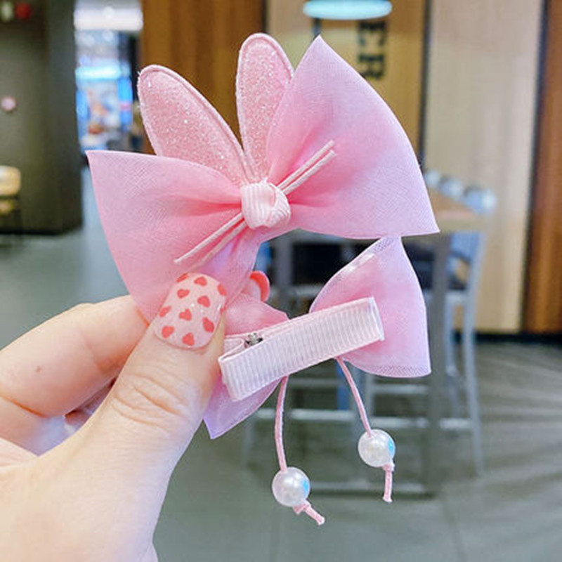 Children's Barrettes Korean Princess Cartoon Does Not Hurt Hair Little Clip Bowknot Girls Shredded Hairpin Bow Tie Mesh Hair Accessories