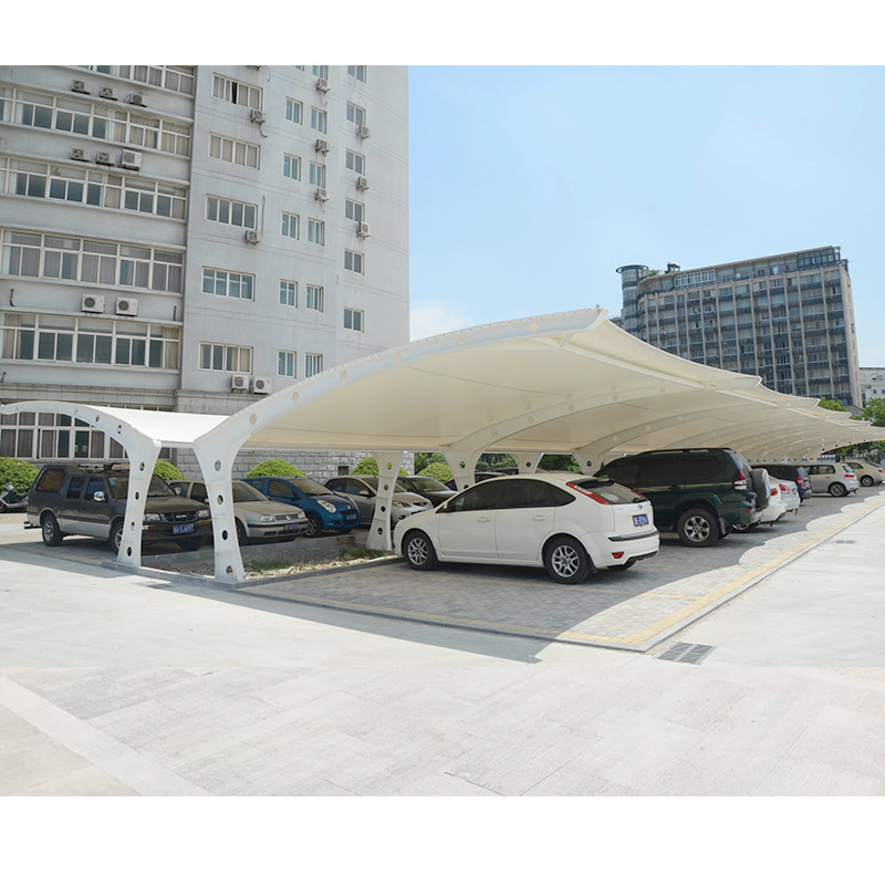 户外7字型汽车停车棚小区自行车棚停车场遮阳棚车棚定制膜结构汽车停