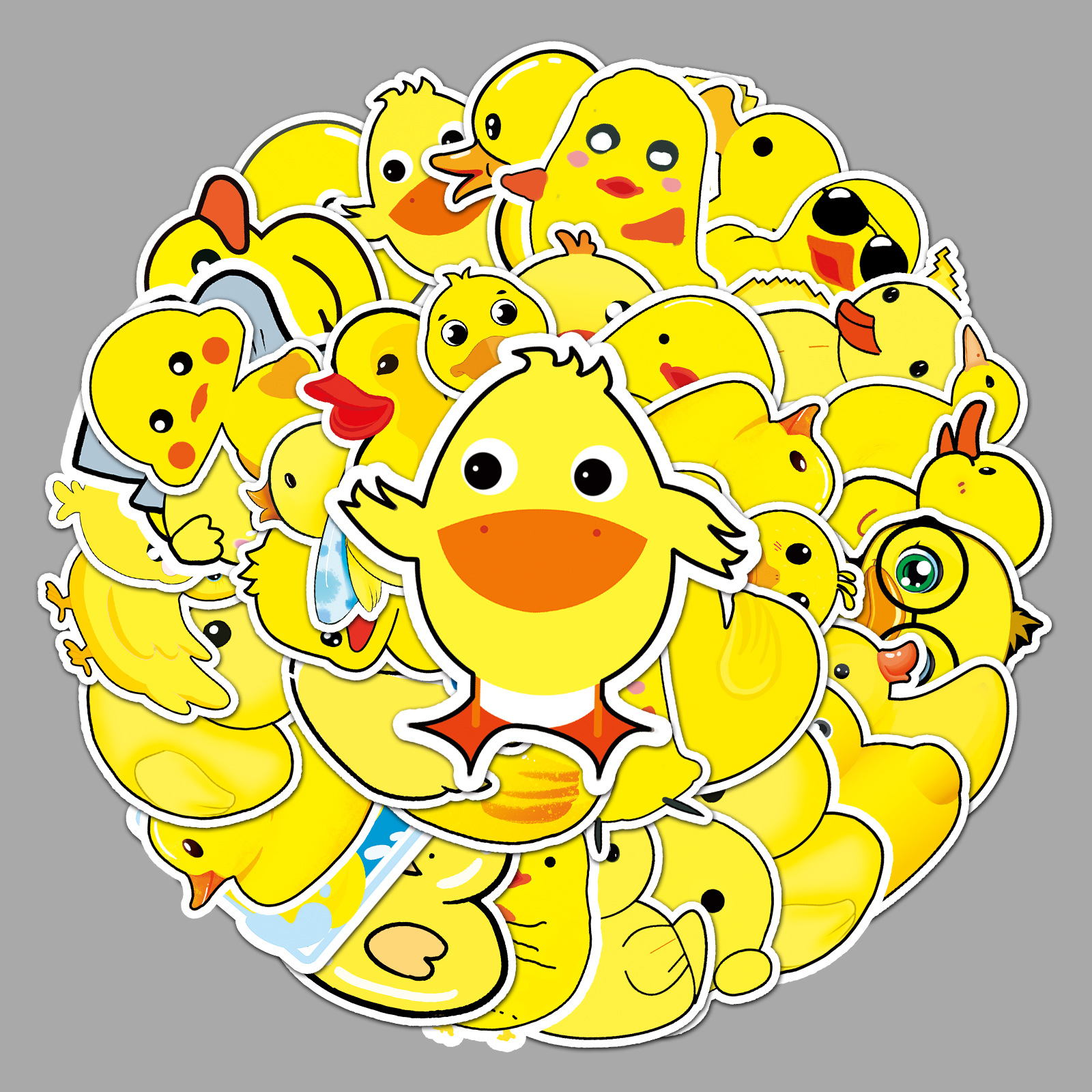 50张卡通小黄鸭涂鸦贴纸 滑板行李箱防水汽车不干胶装饰防水贴纸