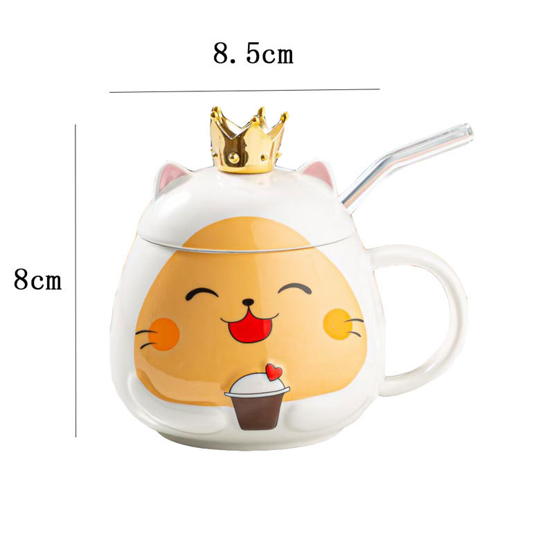 Cute Cartoon Cat Crown Children's Ceramic Water Cup Office Afternoon Tea Coffee Cup Gift Mug Wholesale