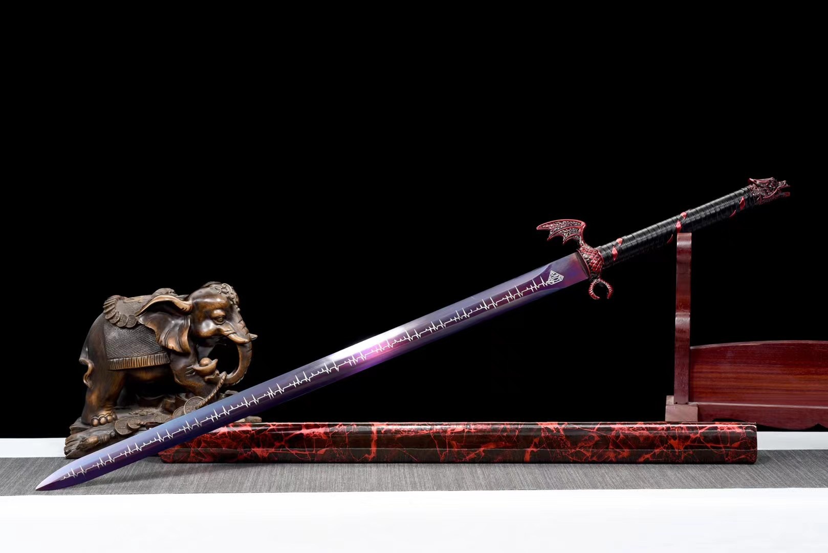 龙泉周匠宝剑刀剑户外长剑一体收藏送礼双手硬剑冷兵器 未开刃