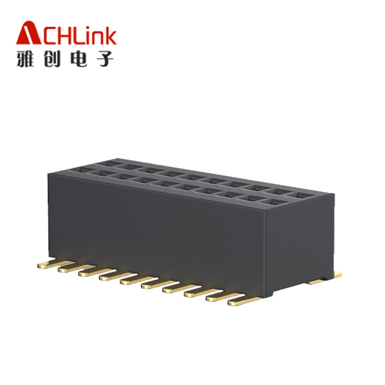0.8间距 双排 带柱SMT 0.8mm Female Header pcb 贴片排母连接器