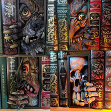 跨境新品书架恐怖恶魔书档复活节装饰怪兽雕像家居摆件树脂工艺品