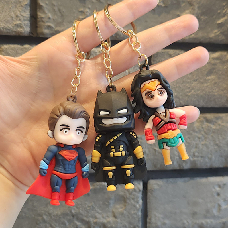 Creative Cartoon Avengers Keychain Three-Dimensional Iron Man Spider-Man American Superman Toy Bag Package Pendant