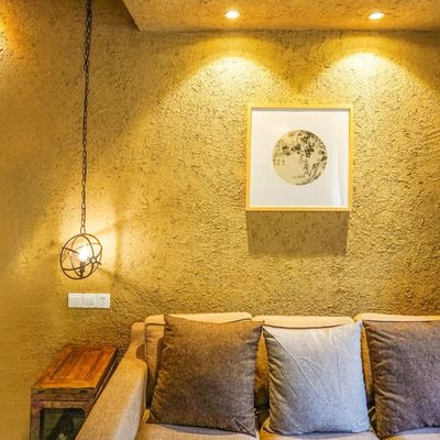 生态稻草漆民宿风艺术涂料古朴乡村风格酒店农家乐墙面艺术稻草泥