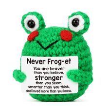 跨境新品Positive Frog手工钩织青蛙毛线编织正能量向日葵盆栽摆