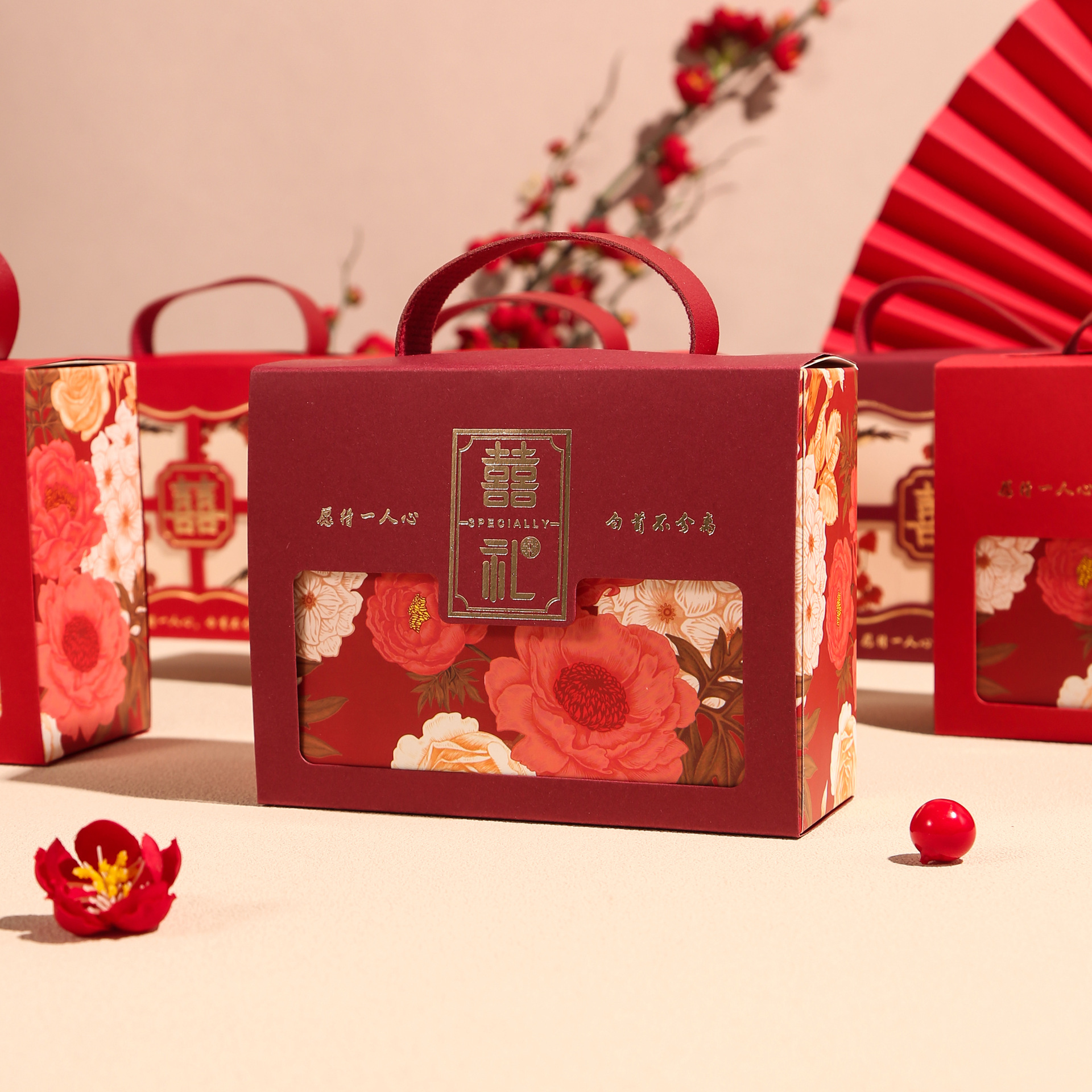 新款中式喜糖盒红色国风手提盒子订婚结婚婚礼伴娘回礼伴手礼礼盒