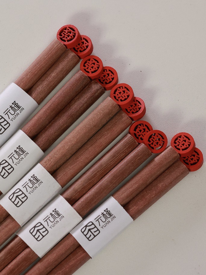 [Yuanjin Bamboo Wood] Home Festival Gift Reusable Chopstick Red Sandal Wood Chopsticks Non-Slip Natural High-End High Temperature Resistant