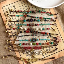 手工编织复古尼泊尔古法纯铜手链民族风藏式手串创意铃铛古风手绳