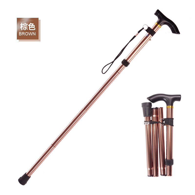 Cross-Border Hot Selling Outdoor Folding Alpenstock Five-Section Telescopic Walking Stick for the Elderly Travel Climbing Walking Stick Cane Wholesale