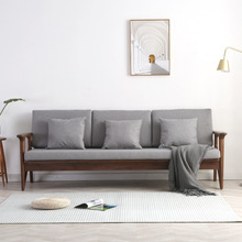 实木橡木沙发 现代简约新中式客厅家具 黑胡桃木单双三人位沙发组