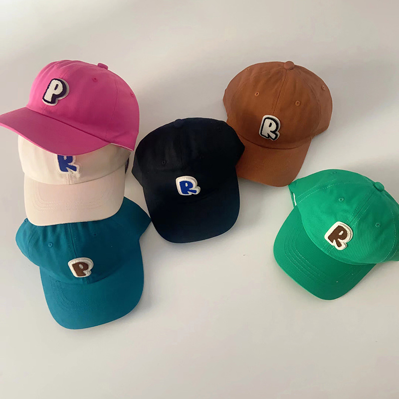 Spring and Autumn New Children's Letters Solid Color Baseball Cap Boys and Girls Ins All-Matching Casual Trendy Baby Peaked Cap