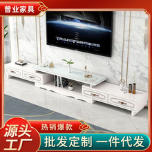Z繒2钢化玻璃伸缩电视柜茶几组合套装简约现代欧式小户型客厅电视