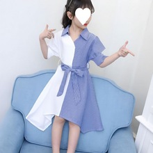 WZXSK女童春秋短袖连衣裙新款韩版学生中大童洋气时尚公主裙亲子