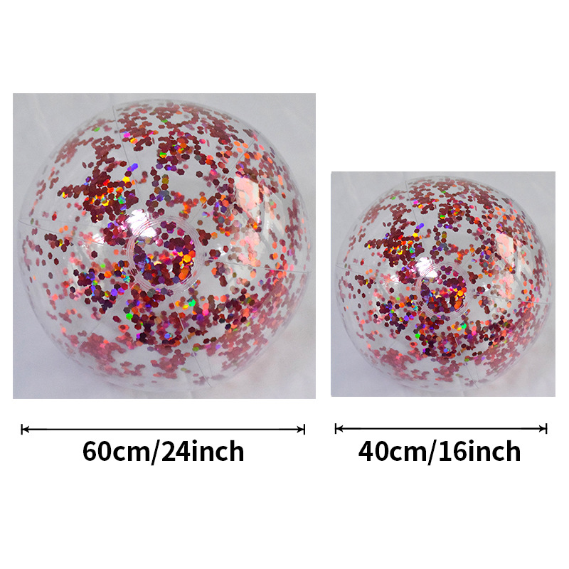 Spot Wholesale Amazon Super Transparent Pvc Sequin Beach Ball Sequin Inflatable Ball Water Toy Photo Props