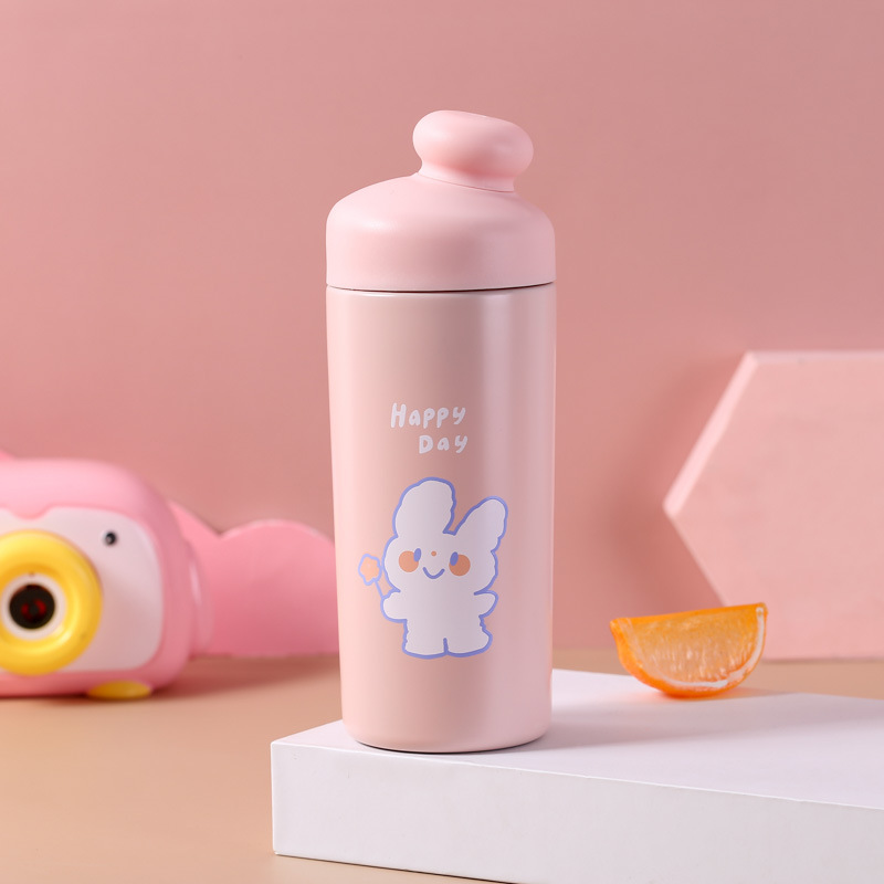 Korean Cartoon Balls Thermos Cup Good-looking Small Cute Portable Cold Preservation Milky Tea Cup with Straw Tumbler