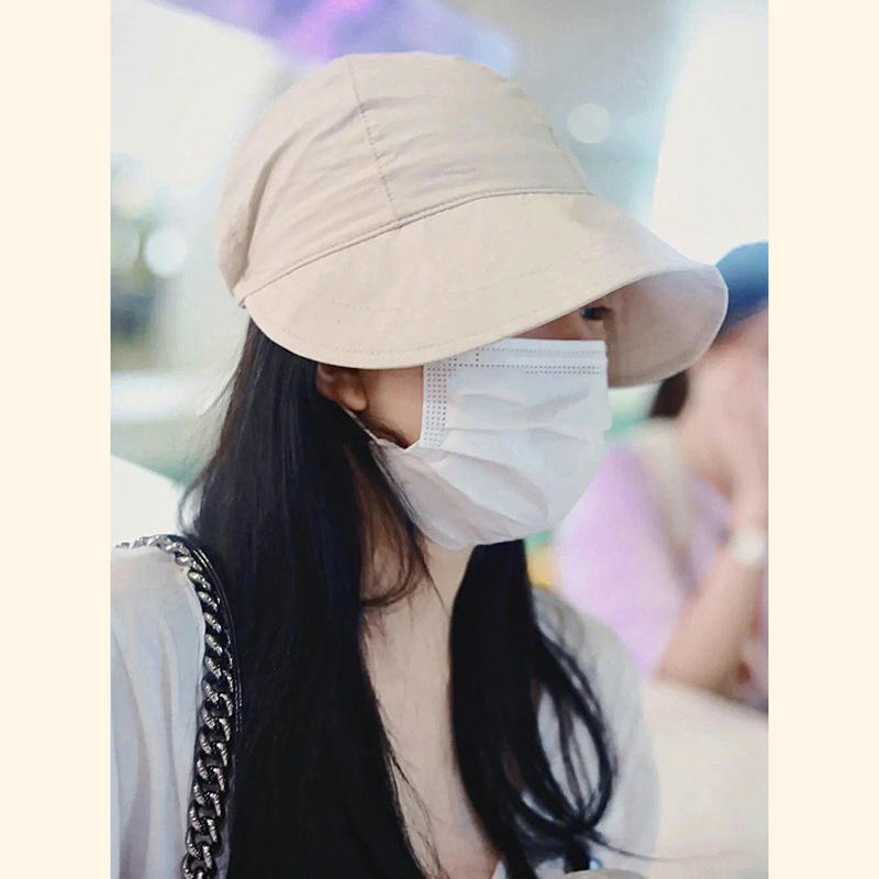 赵露思同款遮阳帽子女夏韩版抽绳轻便防紫外线防晒遮脸太阳渔夫帽