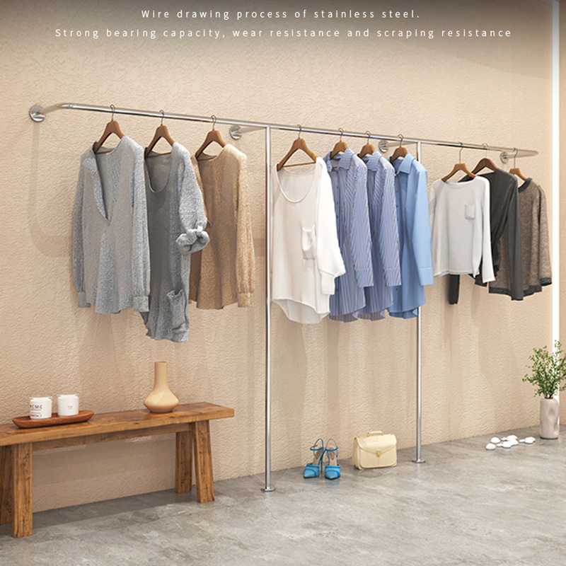 0成交3件墙上服装展示架上墙壁挂衣架女装童装店侧挂货架铁艺金色挂衣