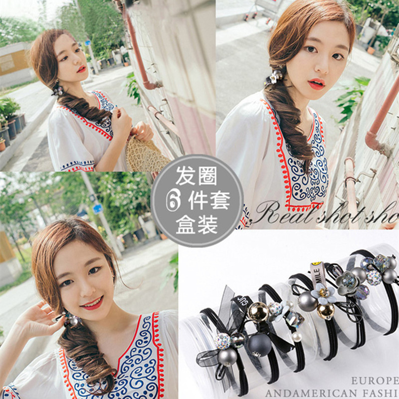 Korean Internet Celebrity Ins Headband Female Rubber Band Adult Hair Rope Hair Ring Headdress Mori Girl Ocean Blue Suit