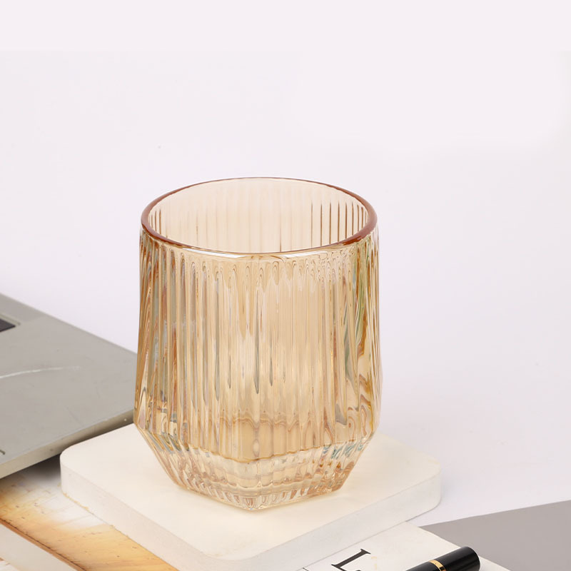 Amber Good-looking Hammered Pattern Glass Wholesale Creative Personality Ins Trend Wine Glass Tea Cup Hexagonal Glass Water Cup