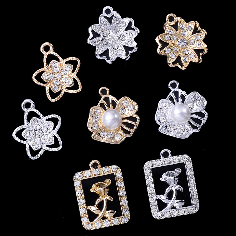 alloy accessory micro inlay rhinestones hollow flower xingx pendant fashion handmade collarbone necklace bracelet accessories