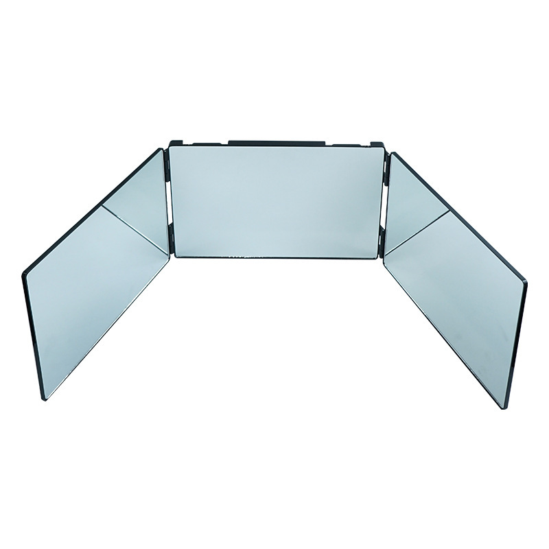 3way可伸缩悬挂式三面折叠化妆镜自由调节高度剃须理发镜三折镜子