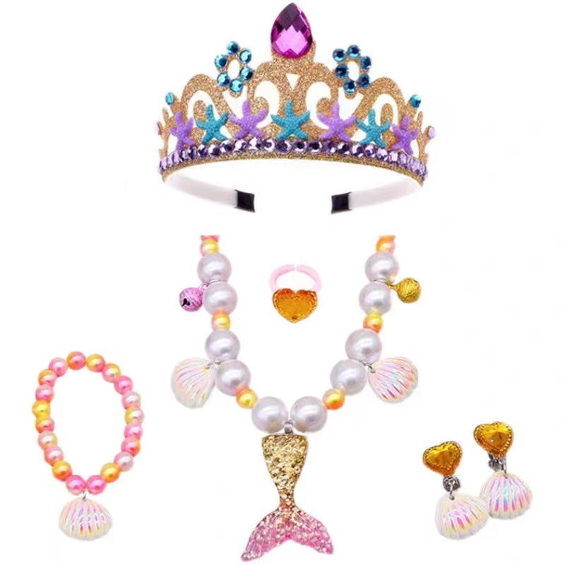 Children's Birthday Crown Mermaid Tail Jewelry Girls' Princess Crown Hair Accessories