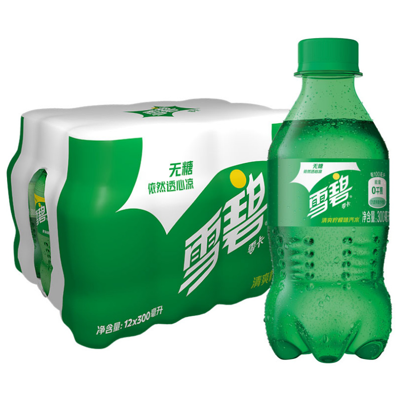 迷你零卡雪碧300ml*24瓶 无糖柠檬味汽水碳酸饮料小瓶装整箱包邮
