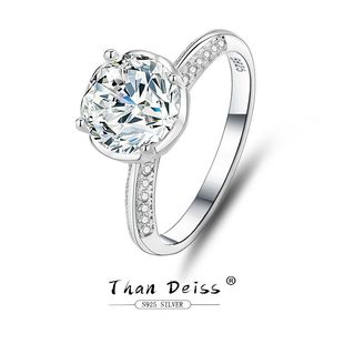 s925纯银镀铂金扭臂四爪莫桑钻戒指1克拉订婚求婚莫桑石戒指女