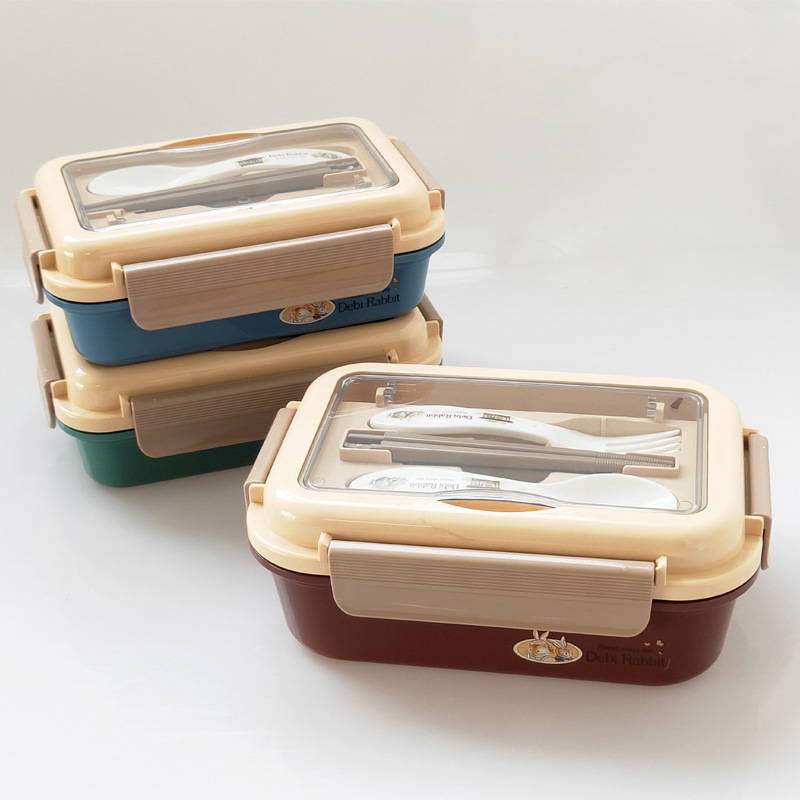 plastic large capacity cartoon microwave student mobile compartment office worker korean bento box tableware compartment lunch box