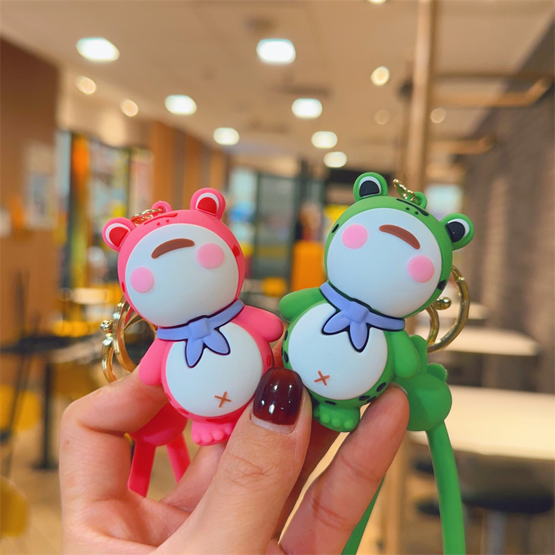 Cute Lonely Frog Key Chain Couple Ornament Cartoon Schoolbag Pendant Public Stall Cultural and Creative Gifts Wholesale