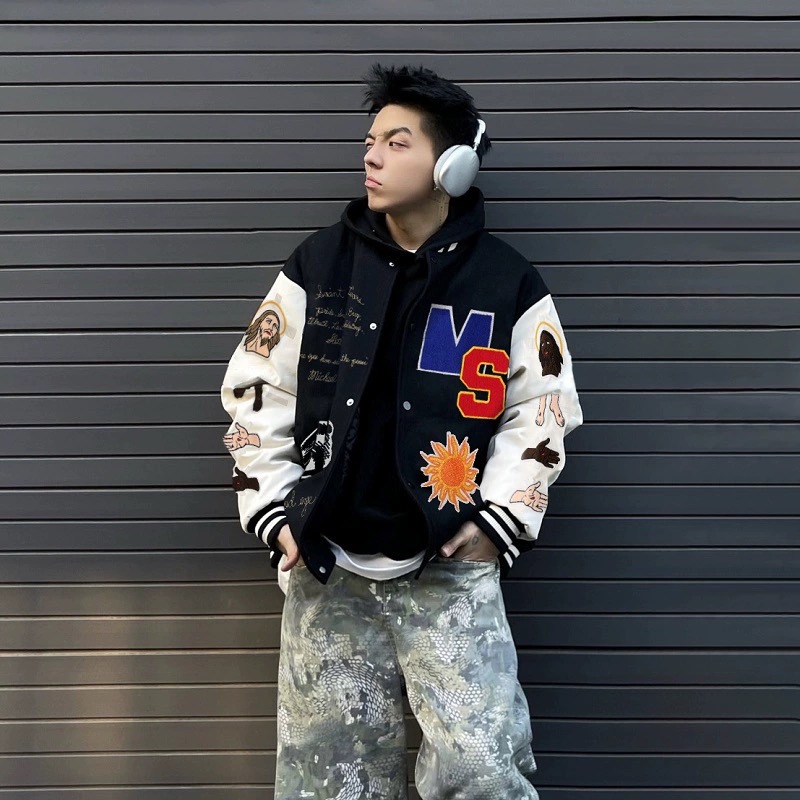 詹姆斯同款saint michael cho美式潮牌宽松棒球服飞行夹克外套男