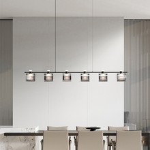 意式极简玻璃全铜长条餐厅吊灯北欧轻奢简约吧台设计师现代一字灯