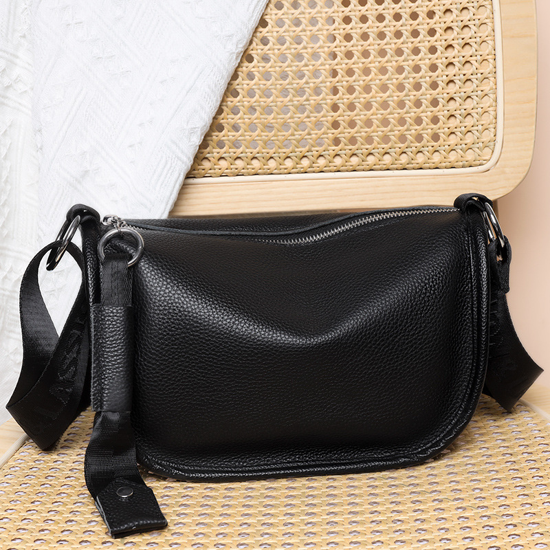 New Trendy Women's Bags Soft Leather Bag Chest Bag Crossbody Bag Cowhide 2022 Saddle Bag Broadband Shoulder
