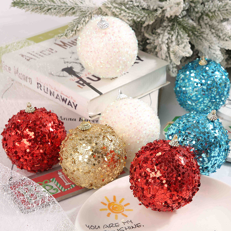 圣诞装饰品闪粉圣诞球不规则球圣诞树挂件挂饰节日气氛装扮彩色球