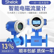 仕乐克污水电磁流量计酸腐蚀液体管道工业高精度传感器一体流量表
