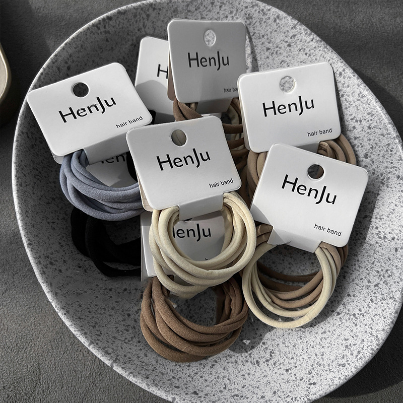 solid color fabric craft elastic and durable hair ring six-piece set ponytail hair string hair accessories for women