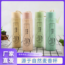 logo手提带麦秸香可加玻璃广告秸秆随手杯子提礼品水杯麦小麦杯便